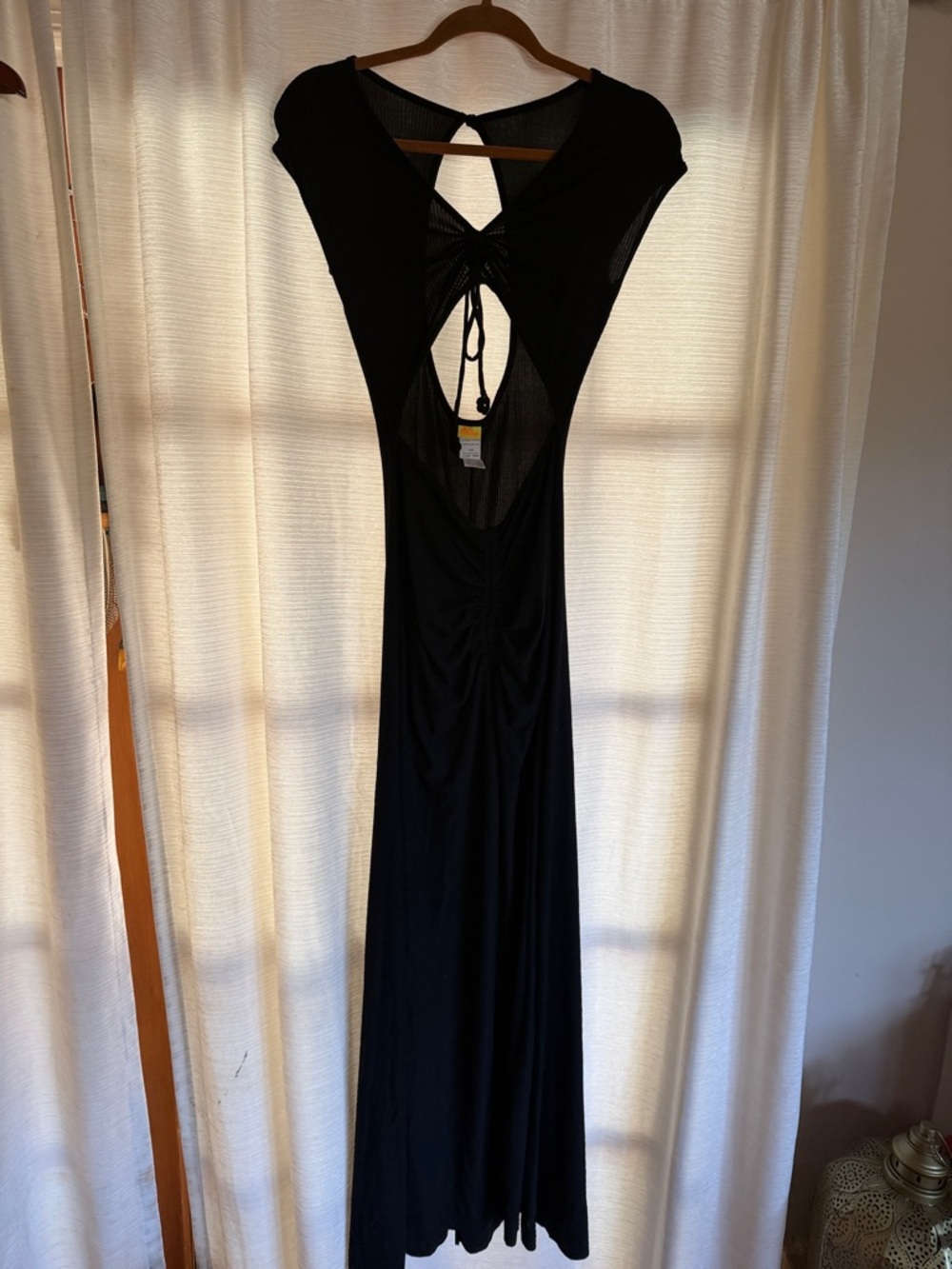 Agua Bendita Ailana Vita Black ribbed Tie-Back cutout Maxi Dress - Picture 7 of 10